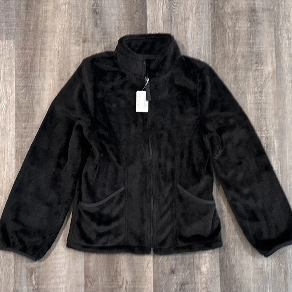 New Kids Large (10-12) Black Plush Full Zip Jacket